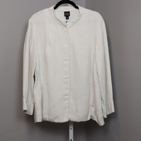 Eileen Fisher linen/Cotton button front relaxed fit blazer waffle weave size XL - Picture 1 of 7